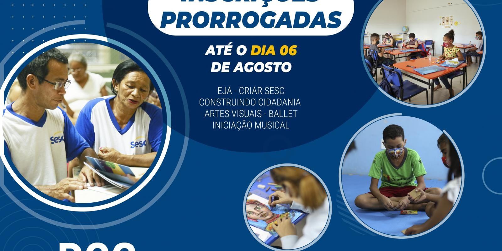 PRORROGADO PCG 2021: seguem abertas as inscrições para bolsa integral nas atividades educativas, culturais e de assistência do Sesc Amapá