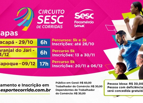 Circuito Sesc de Corridas terá etapas em Macapá, Laranjal do Jari e Oiapoque
