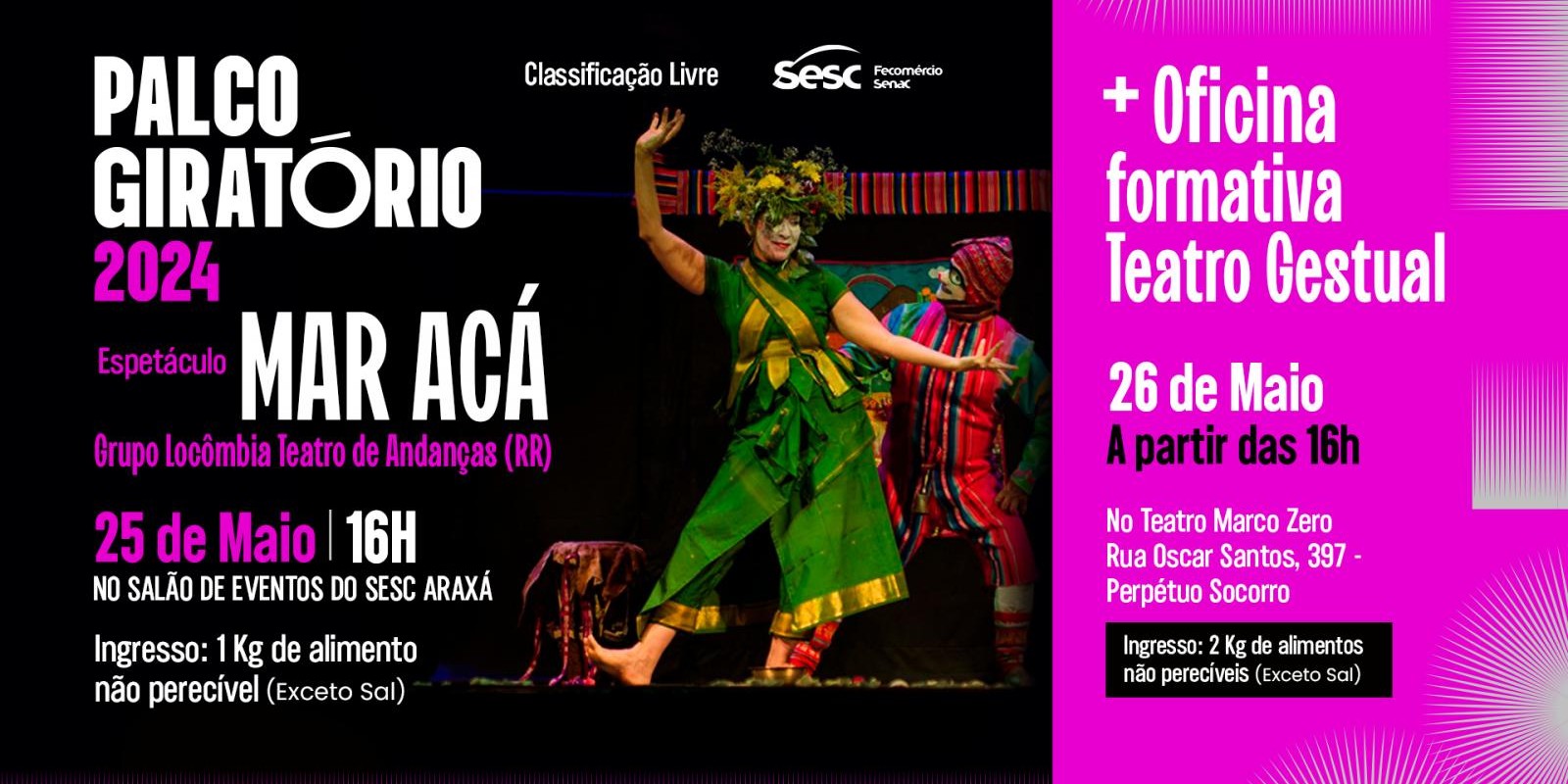 Sesc Amapá recebe artistas de Roraima para espetáculo e oficina no projeto Palco Giratório Sesc Amapá recebe artistas de Roraima para espetáculo e oficina no projeto Palco Giratório