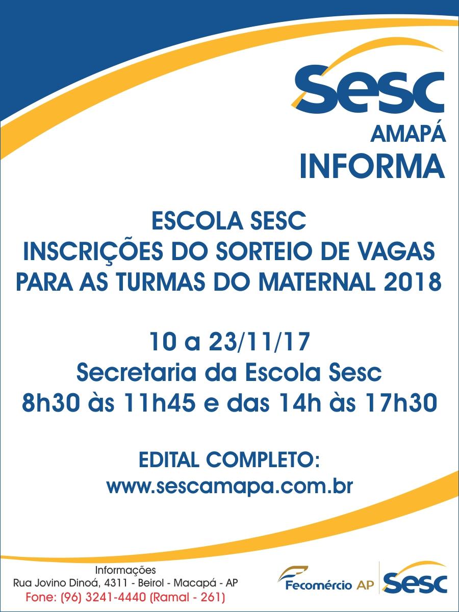 Sesc Amapá lança edital para sorteio de vagas para escola Sesc